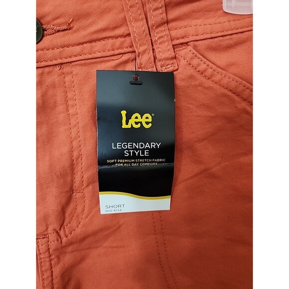 Lee Legendary Carpenter Shorts Womens 6 Coral Hammer Loop Cotton Stretch NEW - Picture 6 of 11